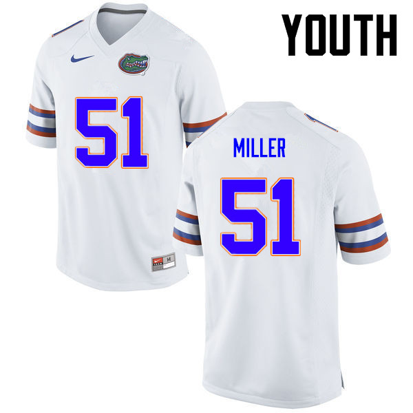Youth Florida Gators #51 Ventrell Miller College Football Jerseys-White